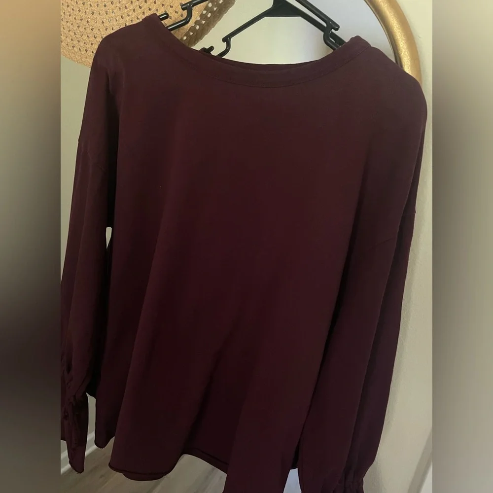 ZARA Burgundy Long Sleeve OVERSIZED Sweater Shirt - Picture 2 of 5